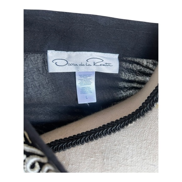 Oscar de la Renta Black Maxi Caftan Dress with White Accents Size L - Picture 6 of 8